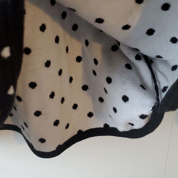 TALBOTS WOMAN BLACK WHITE POLKA DOT COTTON BLEND SWEATER PORTRAIT COLLAR SIZE X - Picture 8 of 12
